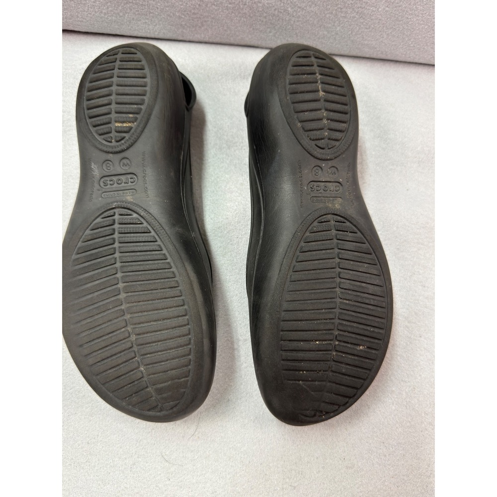 Crocs Olivia Black Slingback Ballet Flats Women Size 8 Laser Cut Petal Slip On - Picture 5 of 11